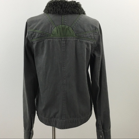 Faux Fur Collar Denim Jacket - Picture 13 of 14